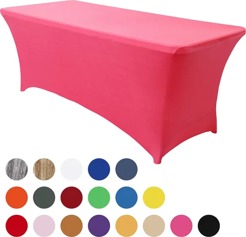 Miniatura 62 de Obstal Funda de mesa de elastano elástica de 4 pies para mesas plegables estándar, paquete de 2 manteles rectangulares universales ajustables