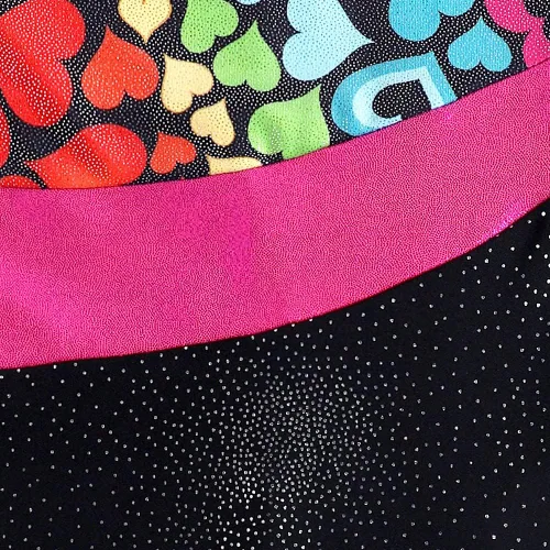 Miniatura 4 de Leotardo de gimnasia con shorts para niñas, sin mangas, para ciclismo, diseños de mariposas, flores, con brillo, color negro con rosa (Hotpink Black)