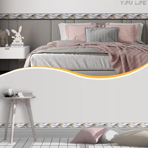 Miniatura 2 de Papel tapiz autoadhesivo para despegar y pegar, diseño abstracto moderno, marrón/blanco, extraíble, para pared, bordes decorativos para techo
