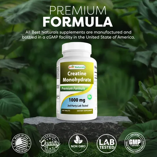 Miniatura 5 de Best Naturals Monohidrato de creatina 1000 mg 240 Comprimidos
