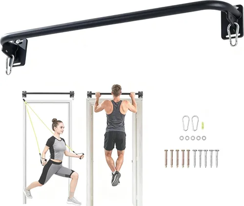 Miniatura 8 de Wall Mounted Doorway Pull Up Bar, Carbon Steel Chin Up Bar and Pull Up Bar with Reinforced Steel Plate Support for Joists and Wall Studs, Strength