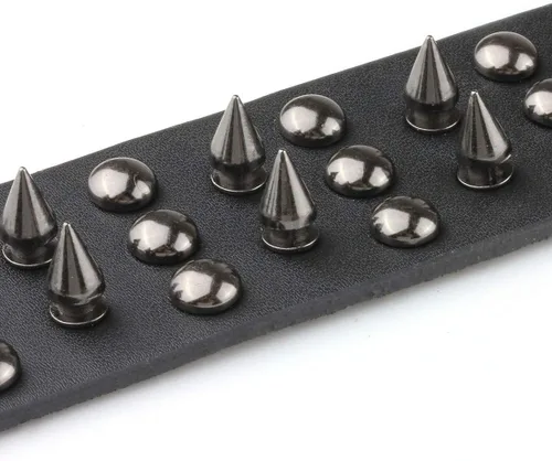Miniatura 2 de Eigso Biker - Pulsera ancha de piel sintética estilo punk gótico con remaches y hebilla para hombre