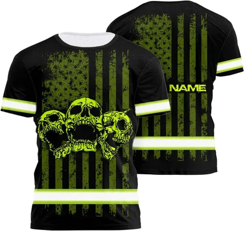 Miniatura 8 de Camisa de alta visibilidad para hombre, camisas de seguridad reflectantes con nombre personalizado para patriota, patriótico, veterano, militar