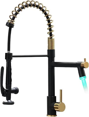 Miniatura 13 de Fapully - Grifo de cocina negro, grifo de fregadero de cocina comercial extraíble con rociador Negro mate