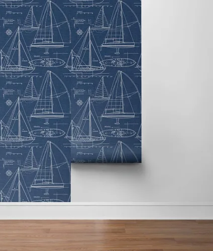 Miniatura 8 de NextWall Yacht Club Coastal - Papel tapiz autoadhesivo (azul marino)