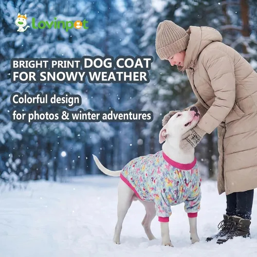 Miniatura 4 de LovinPet Chaquetas para perros grandes de 50 a 60 libras, ropa de tela de franela agradable a la piel para perros, estampado de espuma de mar