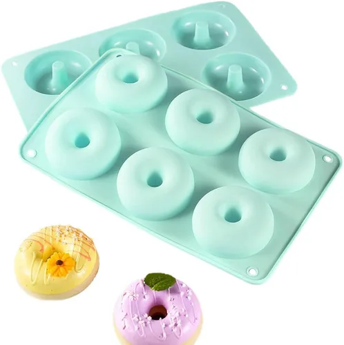Miniatura 7 de Molde de silicona para donas, molde antiadherente, molde para donas para 6 rosquillas de tamaño completo para hornear, rosquillas de galletas