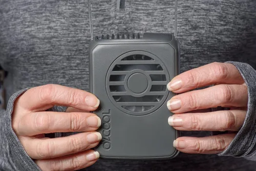 Miniatura 8 de O2COOL Ventilador de enfriamiento de cordón ajustable con batería USB de viaje personal para cuello portátil, (negro)
