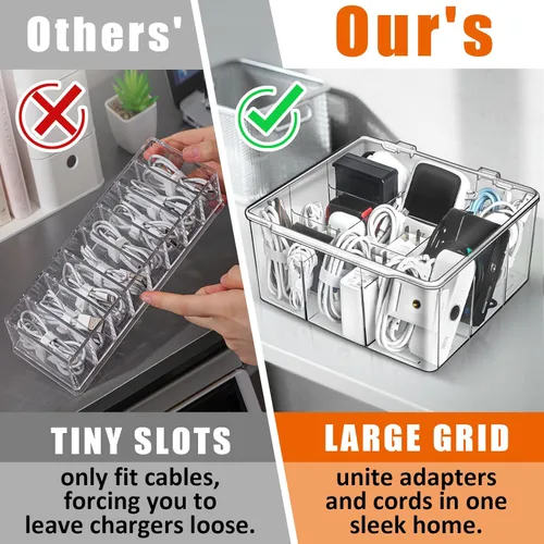 Miniatura 3 de Caja organizadora de cables y cargador con 10 bridas de alambre, caja de almacenamiento adaptadora, organizador de almacenamiento de cable de carga