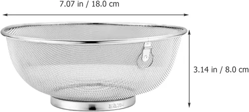 Colador de malla fina de acero inoxidable de 7 pulgadas para filtro de freír cocina y colador de drenaje de alimentos para frutas, verduras y leches