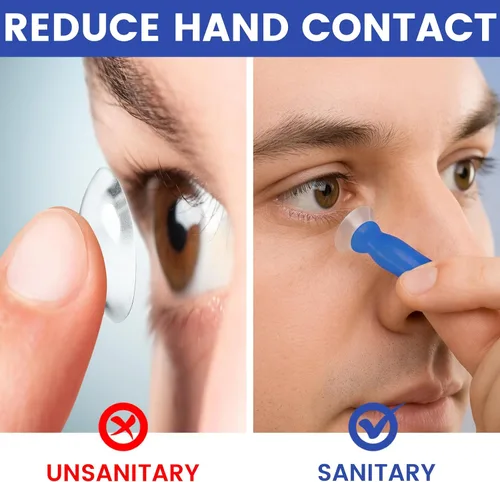 Miniatura 3 de [Paquete de 12] Insertador y removedor de lente escleral azul, aplicador de lentes de contacto de silicona sin ventilación para ojos duros, RGP