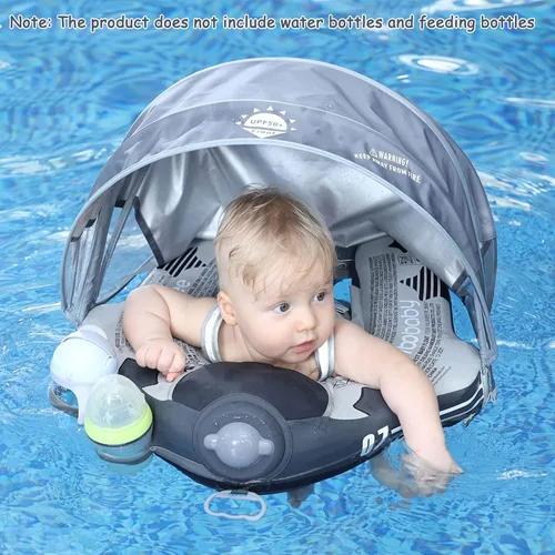 Miniatura 6 de Mambobaby Flotador Mejorado con Cola Añadida para Bebé con Toldo para Anillo de Natación de Cintura Infantil Entrenador de Natación Flotadores No