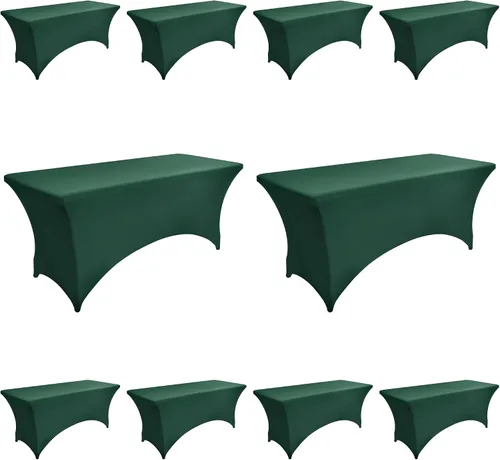 Miniatura 63 de Paquete de 2 Cubiertas de Mesa de Spandex de 4 pies para Mesas Plegables Rectangulares - Manteles Elásticos Ajustados Resistentes a las Arrugas