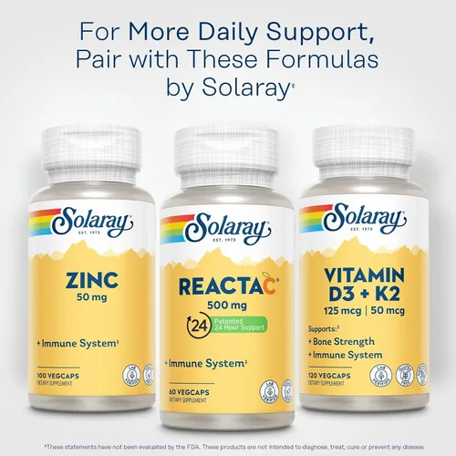 Miniatura 6 de SOLARAY Reacta-C con vitamina C 500 mg - 200 mg concentrado de bioflavonoide, vitaminas de defensa inmunológica - Suplemento patentado de apoyo