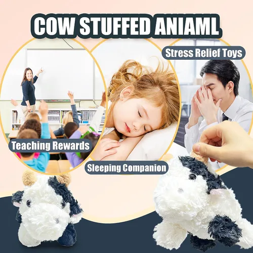 Miniatura 5 de Animal de Peluche Vaca Tierna, Juguetes de Peluche de 10" para Niños, Recuerdos de Fiesta para Niños Pequeños, Lindos Peluches de Vaca, Vacas