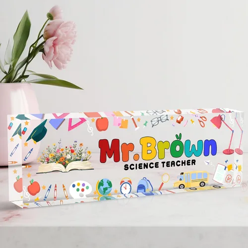 Miniatura 38 de Placa de Nombre Personalizada a Criterio, Placa de Escritorio de Acrílico, Decoración de Oficina para Mujeres y Hombres, Regalos de Agradecimiento