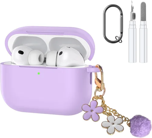 Miniatura 10 de Compatible con funda AirPods Pro 3, bonita funda protectora de silicona para Apple AirPods Pro 3 con kit de limpieza y llavero, accesorios