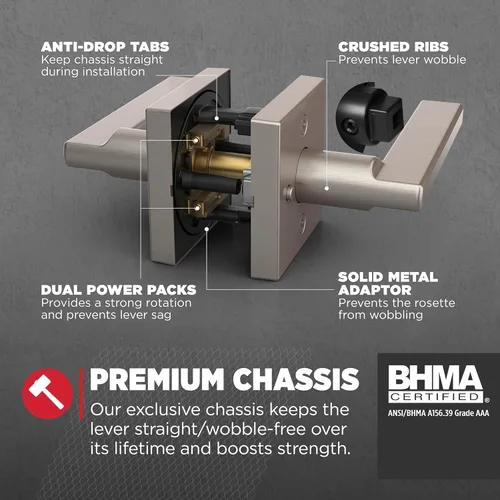 Miniatura 4 de Kwikset Halifax Manija interior de puerta de privacidad con cerradura, manija de puerta para baño y dormitorio, cerradura de botón de presión sin