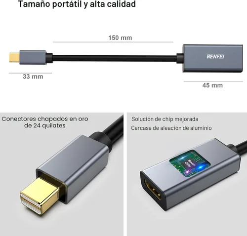Miniatura 7 de BENFEI Adaptador Mini DisplayPort a HDMI 4K, Thunderbolt 2 a HDMI, compatible con MacBook Air/Pro, Microsoft Surface Pro/Dock, Monitor, Proyector