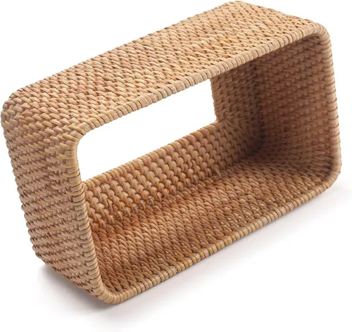 Miniatura 3 de Funda rectangular para caja de pañuelos de ratán, soporte rectangular de mimbre para pañuelos faciales, para baño, cocina, sala de estar, dormitorio