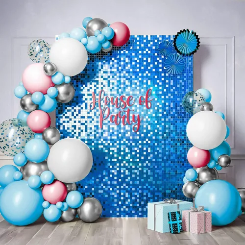 Miniatura 7 de HOUSE OF PARTY Fondo de pared brillante, 24 paneles cuadrados de lentejuelas para pared, decoración de pared para decoración de cumpleaños, boda