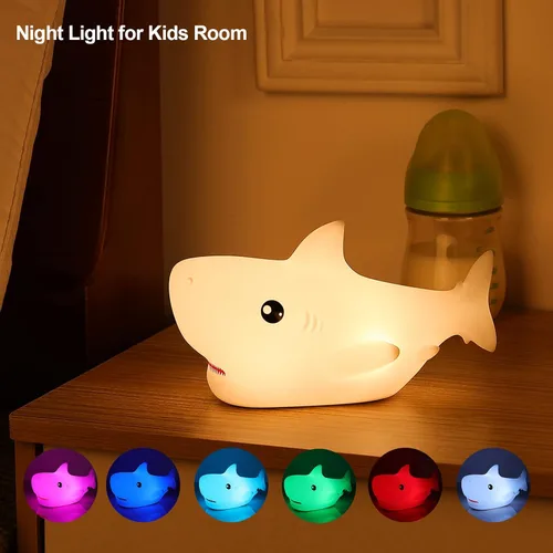 Miniatura 2 de ZKLiLi Luz nocturna de tiburón para niños, recargable y bonita lámpara suave para niños y niñas, regalos de Navidad, luces nocturnas para niños