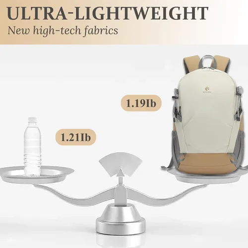 Miniatura 4 de Mochila de senderismo para hombres y mujeres, mochila de viaje ligera de 25 litros para acampar al aire libre Blanco y marrón