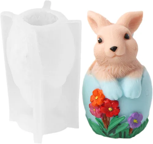 Moldes 3D para velas de concha de huevo de conejo de Pascua, moldes de silicona para aromaterapia para velas, molde de fondant de diseño animal