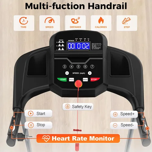 Miniatura 2 de Lastforever Caminadora plegable para uso doméstico, motor silencioso de 2.5 HP, 0.5 a 7.5 MPH con 8% de inclinación manual, cinta de correr