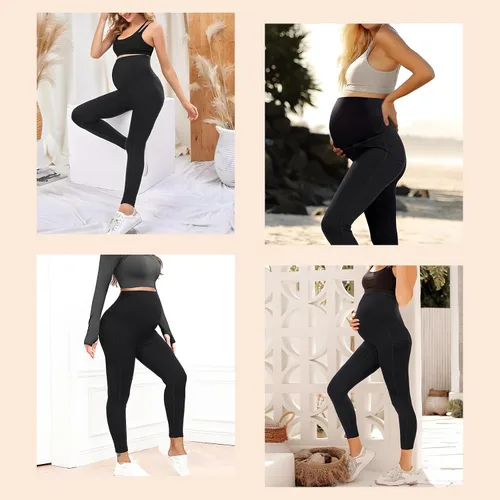 Miniatura 5 de JOJOANS Leggings de maternidad sobre el vientre con bolsillos, pantalones de yoga para embarazo, ropa deportiva suave, pantalones de maternidad