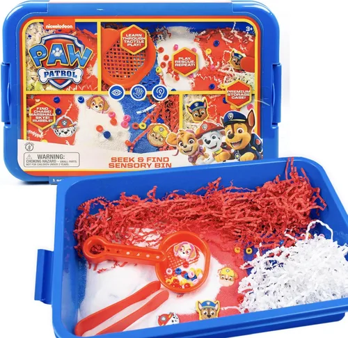 Miniatura 8 de Horizon Group USA Caja sensorial oficial Bluey Seek & Find, juguetes sensoriales listos para usar para niños pequeños de 3 a 4 años con tapa, arena