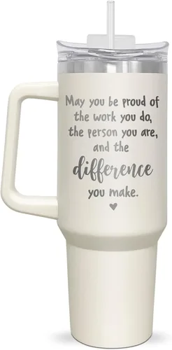 Miniatura 13 de AXIARA Regalos inspiradores para mujeres, vaso aislado de 40 onzas con popote y asa, regalos de aliento de agradecimiento para mujeres, amigas