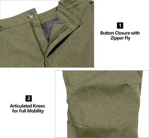 Miniatura 6 de Little Donkey Andy Men's Windproof Fleece Lined Hiking Cargo Pants Water Repellent Softshell Ski Snow Pants