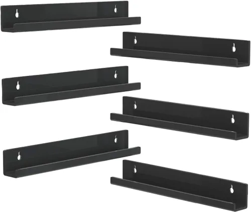Miniatura 4 de NIUBEE Soporte de pared de acrílico para discos de vinilo (montaje perforado, negro)
