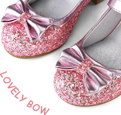 Miniatura 3 de K KomForme Mary Jane - Zapatos de vestir para niña, con purpurina de 1.5 pulgadas, tacón bajo, para boda, fiesta, princesa, zapatos para niños