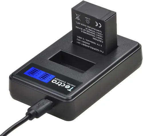 Miniatura 8 de Tectra Paquete de 3 baterías de repuesto AHDBT-301 Hero3 + cargador dual LCD para cámaras GoPro Hero 3, Go Pro Hero 3+, AHDBT-301, AHDBT-302