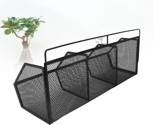 Miniatura 5 de Cesta de alambre de metal, 3 rejillas para colgar en la pared, organizador de almacenamiento de apertura inclinada para cocina, baño, lavandería