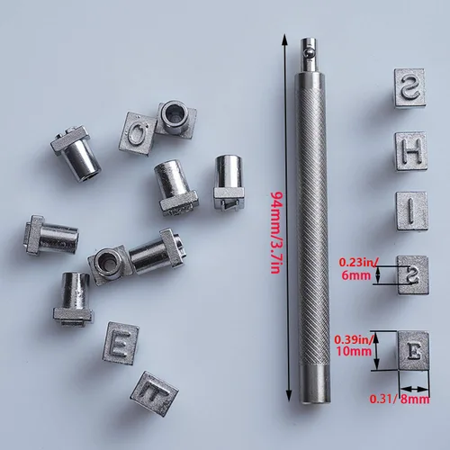Miniatura 4 de Juego de 26 sellos de letras de metal de artesanía en mayúscula, 1/4 pulgadas (0.236 in) de acero para impresión de letras del alfabeto, herramienta
