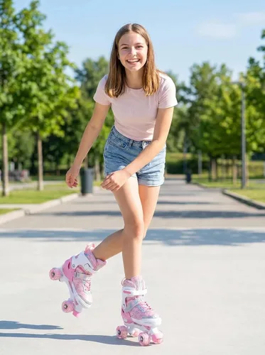 Miniatura 8 de Patines de ruedas para niños, patines rodantes ajustables de 4 tamaños con ruedas que se iluminan, 10C a 6 patines de ruedas para principiantes