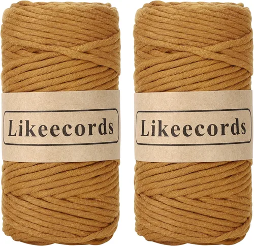 Miniatura 50 de Likeecords - Cuerda de macramé de 4 mm de un solo hilo, 80 m de cuerda de macramé colorida, cuerda de algodón para macramé, cuerda de algodón
