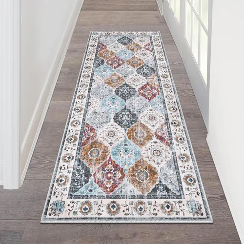 Miniatura 105 de HEBE Alfombra Pasillo 2'x10' Lavable Vintage Desgastada Alfombras de Área Antideslizante Alfombra de Lavandería Boho Alfombras de Piso para Pasillos