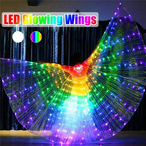 Miniatura 8 de CALIDAKA Alas LED Isis alas LED de danza del vientre alas LED de Isis alas de mariposa LED alas de ángel brillantes LED con palo telescópico