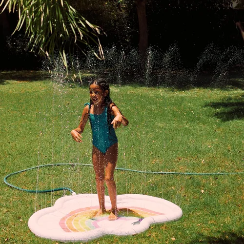 Miniatura 3 de Rae Dunn x CocoNut Float Rainbow Cloud Splash Pad – Here Comes The Sun Theme – Juguete de agua duradero – Seguro y divertido rociador de patio