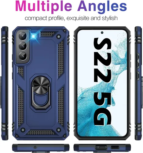 Miniatura 7 de Vaki Funda para Samsung Galaxy S22 5G con Protector de Pantalla Integrado de Grado Militar Cubierta Dura Resistente Armadura de Servicio Pesado Azul