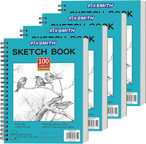 Miniatura 10 de FIXSMITH Cuaderno de bocetos de 5.5"X8.5" 100 hojas (68 lb/100gsm) Cuaderno de bocetos Papel de dibujo libre de ácido Bloc de bocetos de Negro