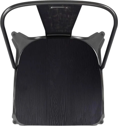 Miniatura 9 de BizChair Silla apilable comercial para interiores y exteriores con asiento de poliestireno, marco de metal dorado envejecido, asiento de poliresina