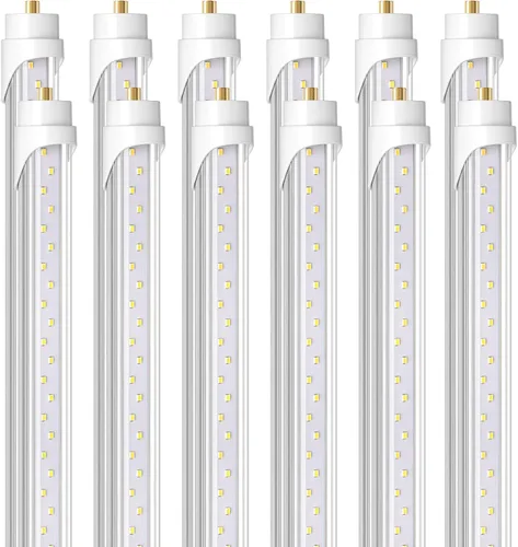 Barrina Lámparas de tubo LED de 8 pies, 44W 5500lm 5000K, súper brillante, bombilla LED T8 T10 T12, luces LED de un solo pin FA8, cubierta