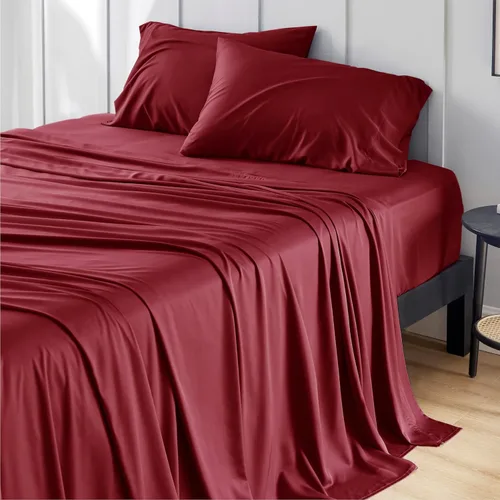 Miniatura 42 de Bedsure Juego de sábanas de tamaño King, sábanas refrescantes King, rayón derivado del bambú, bolsillo profundo de hasta 16 pulgadas, sábanas 03