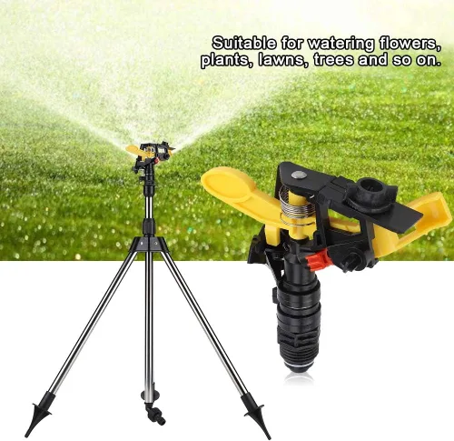 Miniatura 4 de Syrisora Trípode de acero inoxidable Herramienta de riego de agua Aspersor Sistema automático Jardín Suministros de césped