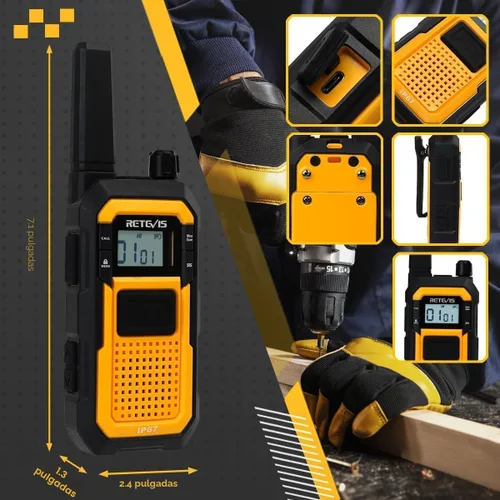 Miniatura 7 de Retevis RB48 Walkie Talkies Impermeables, Radio Bidireccional de Alta Resistencia, Triple Prueba Avanzada, Llamada por Vibración, USB-C, SOS